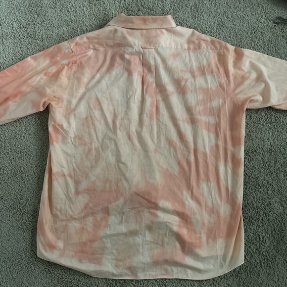 Light Orange Tie Dye Button Up Collared Shirt - Picture 7 of 9